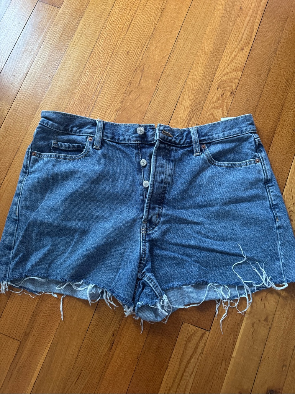 Old Navy Blue Button-Front Distressed Jean Shorts